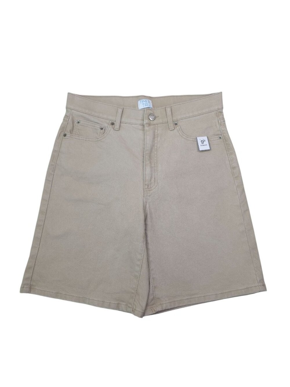 Time And Tru Womens Size 10 Denim Shorts Beige 9" Inseam Stretch Shorts
